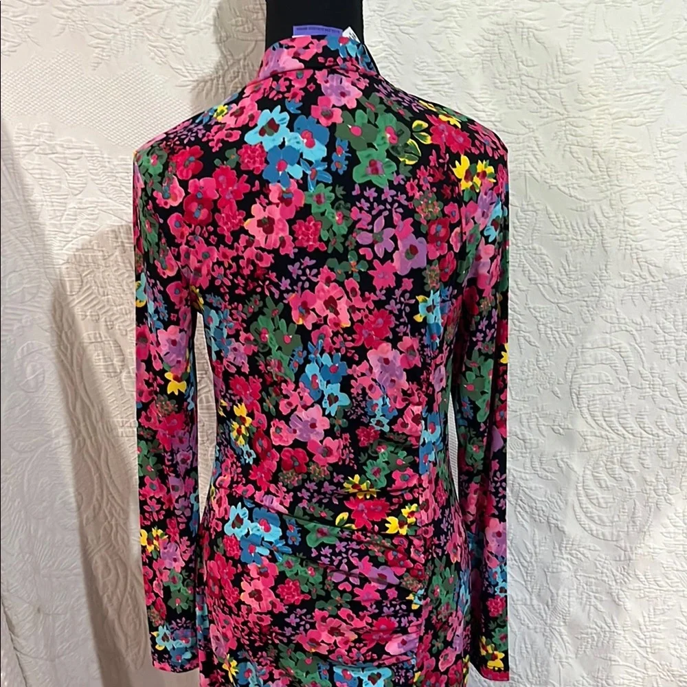 FUTURE COLLECTIVE Floral Long Sleeve Mock Neck Ruched Dress, size medium, NWT - Picture 7 of 14